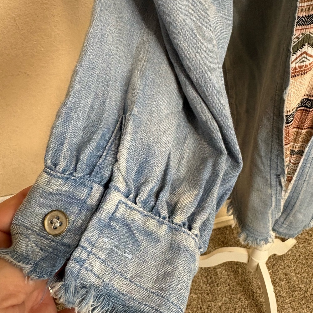 Pol Western Aztec Patchwork Button Front Shirt De… - image 7